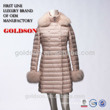 latest Fashionable design women long pink down winter coats with fox fur